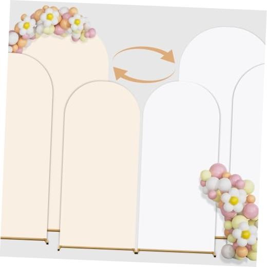Arch Backdrop Cover Set of 3 Double Color 6FT+6.6FT+7.2FT White+Crean