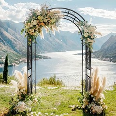 Metal Garden Arch w/ Ground Spikes Climbing Plant Support Trellis Wedding Decor