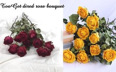 Toot Natural Dried Flowers Bouquet, 10 Pcs Red Dried Roses Bouquet for