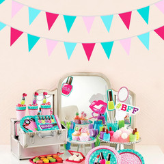 40Ft Teal Hot Pink Fabric Bunting Banner Pennant Hanging Party Decorations Trian