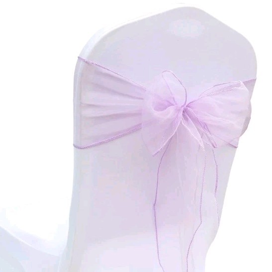 20 pcs Sheer Chair Bow Sash 100″x 6″ Light Lilac Wedding Party Banquet Organza