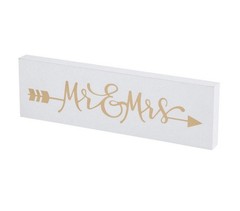 Mr. & Mrs. White Wooden Sign, Wedding, Home Decor, 1 Piece