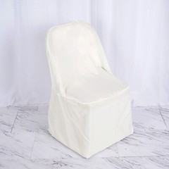 10 Ivory POLYESTER Folding Flat CHAIR COVERS Event Banquet Party Decorations