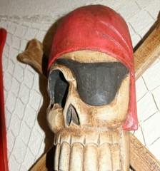 Tropical Island Tiki Bar Wedding Decor Jolly Roger Theme, Hand-Painted Wood