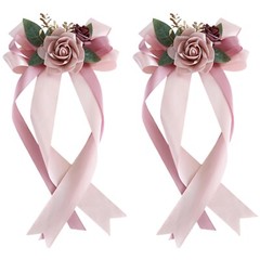 2 Packs Decorative Flowers for Wedding Car Mirror,14 Inch Wedding Car Door Ha…