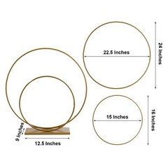 2 Gold Round Standing Wreath Rings Floral Hoops Wedding Party Home Decorations