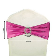 10 Fuchsia Metallic Spandex Chair Sashes with Silver Buckles Wedding Decorations