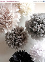 12pc Pom Pom 4″ 8″ 12″ Tissue Paper Color Flowers Wedding Party Craft Decoration