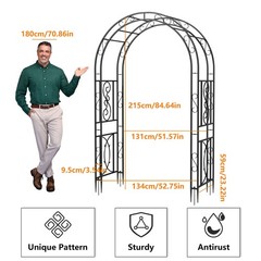 Heavy Duty Iron Garden Arbor Vine Flowers Frame Stand RUST PROOF w/ Floor Prongs