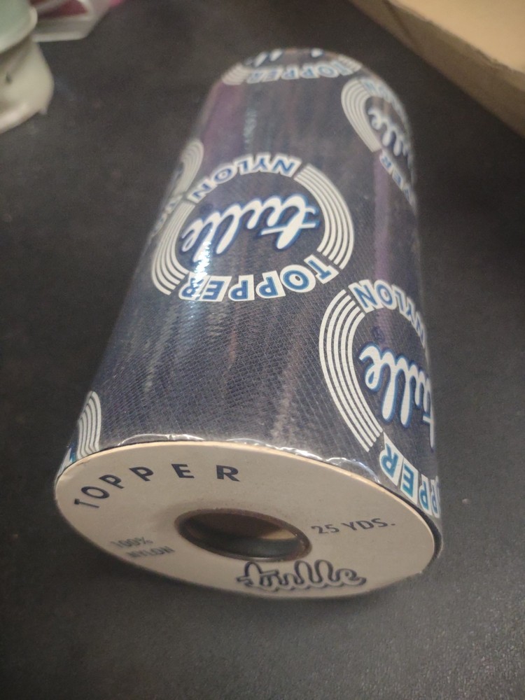 25 Yards Vintage Topper Tulle Net Ribbon, Navy Blue, Wedding Netting Mesh 6″