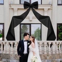 Giant 118×28 Inch Wall Bow Decoration – Black Satin