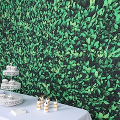 GREEN 8 ft x 8 ft Printed Vinyl Greenery Banner PHOTO BACKDROP Party Decorations