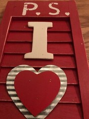 Ashland Wooden Red Shutter Home Wall Decor. NEW. I LOVE YOU Rustic