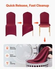 VEVOR 50PCS Burgundy Stretch Spandex Folding Chair Covers for Wedding Party