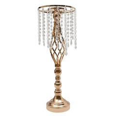 Gold 10Pcs Crystal Flower Stands Vases 21.7in Wedding Dining Table Centerpieces
