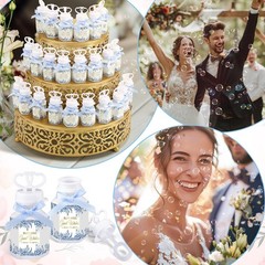 150 Pcs Blue Floral Wedding Party Bubbles Bulk with Bubble Solution Wedding M…