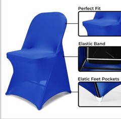10 Royal Blue Stretchable Spandex Chair Covers for Wedding Banquet Decorations