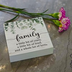 Funny Family a Little Bit of Crazy Wood Box Sign, Inspirational Quotes Rustic…