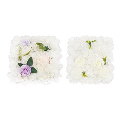 6pcs 15*15in White Artificial Flower Wall Panels Venue Background Floral Decor