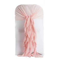 Blush Premium Curly Chiffon CHAIRS Covers Cap SASHES Bows Ties Wedding Sale