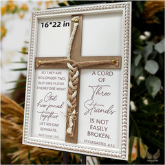 A Cord of Three Strands Wedding Ceremony Sign 16×22 in – Unity Rope Cross Braid