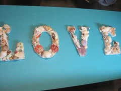 Beach Decor Handmade Shell Letters LOVE – Multicolor Shell Letters – Wooden
