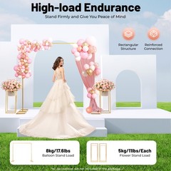 Gold Wedding Arch Kit 6.56ft With 2 Flower Stands Heavy Duty Balloon Backdrop