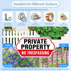 No Trespassing Signs Private Property With Stake, 14×7 Inch/36 inch Height, A…
