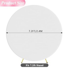 7.2FT Round Backdrop Cover Round Arch Covers with Buckles Polyster 7.2ft White