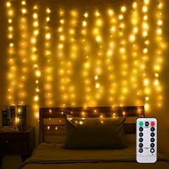 LED Window Curtain Light, Warm White Fairy String Light with Remote Control