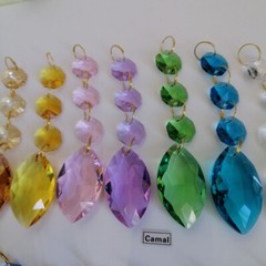 10Pcs Horse Eye Crystal Lamp Prism Pendant Gold rings Chandelier Hang Suncatcher