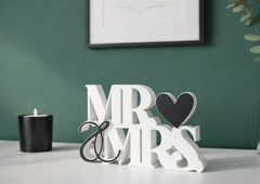 MR & MRS Wedding Table Sign with Rings, Valentine’s Day Gift