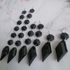 30pcs Black Buttons Pendant Acrylic Octagon Bead Chain Garland Chandelier Party