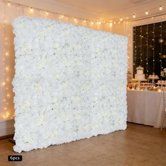 6 Pieces Artificial Flower Wall Panel, White Flower Backdrop Wall Decor