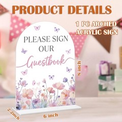 Please Sign Our Guestbook Sign – Butterfly Baby Shower Sign, 1 Pack Arch Acry…