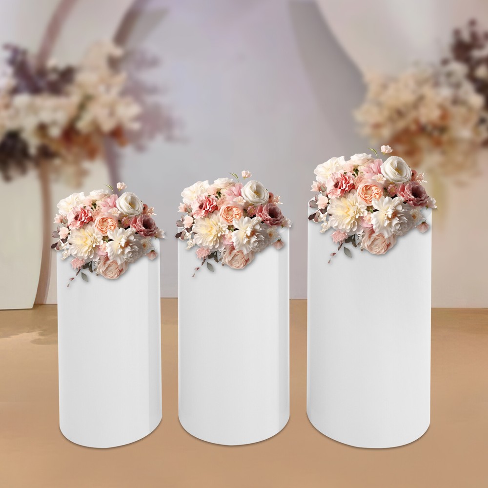 3 Pc Round Cylinder Pedestal Stand For Wedding Party Display Decor Stand