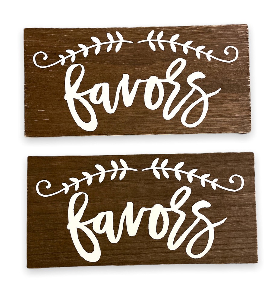 Rustic Wooden “Favors” Sign For Party Wedding Sign Lot of 2 Studio His and Hers