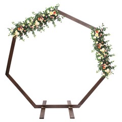 7.2ft Heptagonal Wood Arch Wedding Party Backdrop Balloon Flower Decor Frame