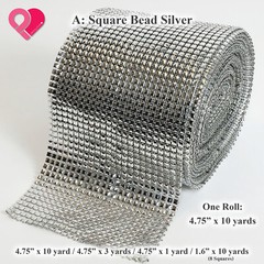 4.75″ Diamond Square Pearl Flower Bead Mesh Wrap Crystal Rhinestone Ribbon Roll