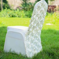 Ivory Satin Rosette SPANDEX Stretchable Banquet CHAIR COVER Wedding