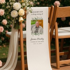 Custom Photo Reserved Fabric Memorial Wedding Seat Banner