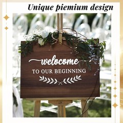 2 Pieces Wedding Mirror Decal 20 x 11 Vinyl Welcome to Our Wedding Sign Custo…