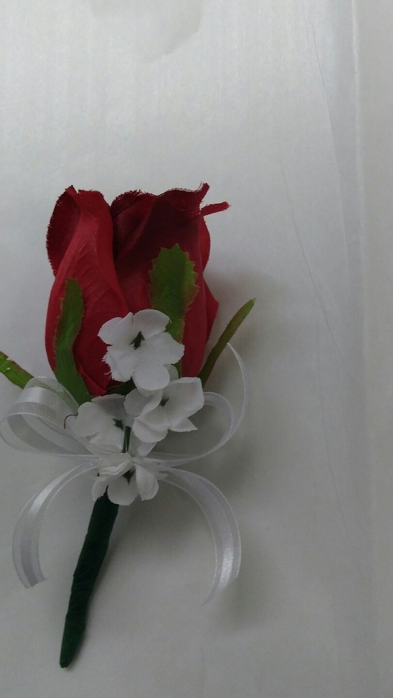 Set of 6 Apple Red boutonnieres or Any Color $15.00 RUSH ORDERS AVAIL