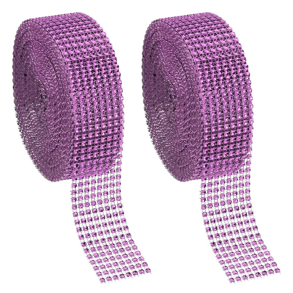 2 Roll 1.5″x20 Yard Crystal Rhinestones Mesh Ribbon Pink (4mm)