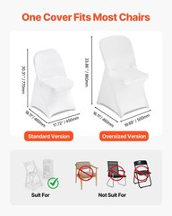 VEVOR 30PCS White Stretch Spandex Folding Chair Covers for Wedding Party Dining