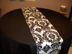 12 Black and White 12″ x 108″ Flocking Damask Table Runner 3D Flocked Velvet USA