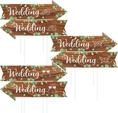 6 Pcs Wedding Direction Road Arrow Sign Ceremony & Reception Wedding This Way