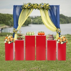6* Red Display Pedestal Stands Cuboid Cake Flower Decor Display Holder Load 50kg