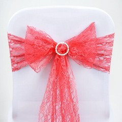 10 Coral Lace CHAIR SASHES Ties Bows Shabby Chic Wedding Party SALE