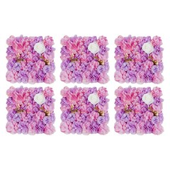 6X Artificial Flower Walls Silk Rose Hydrangea Floral Panels for Wedding 15*15in